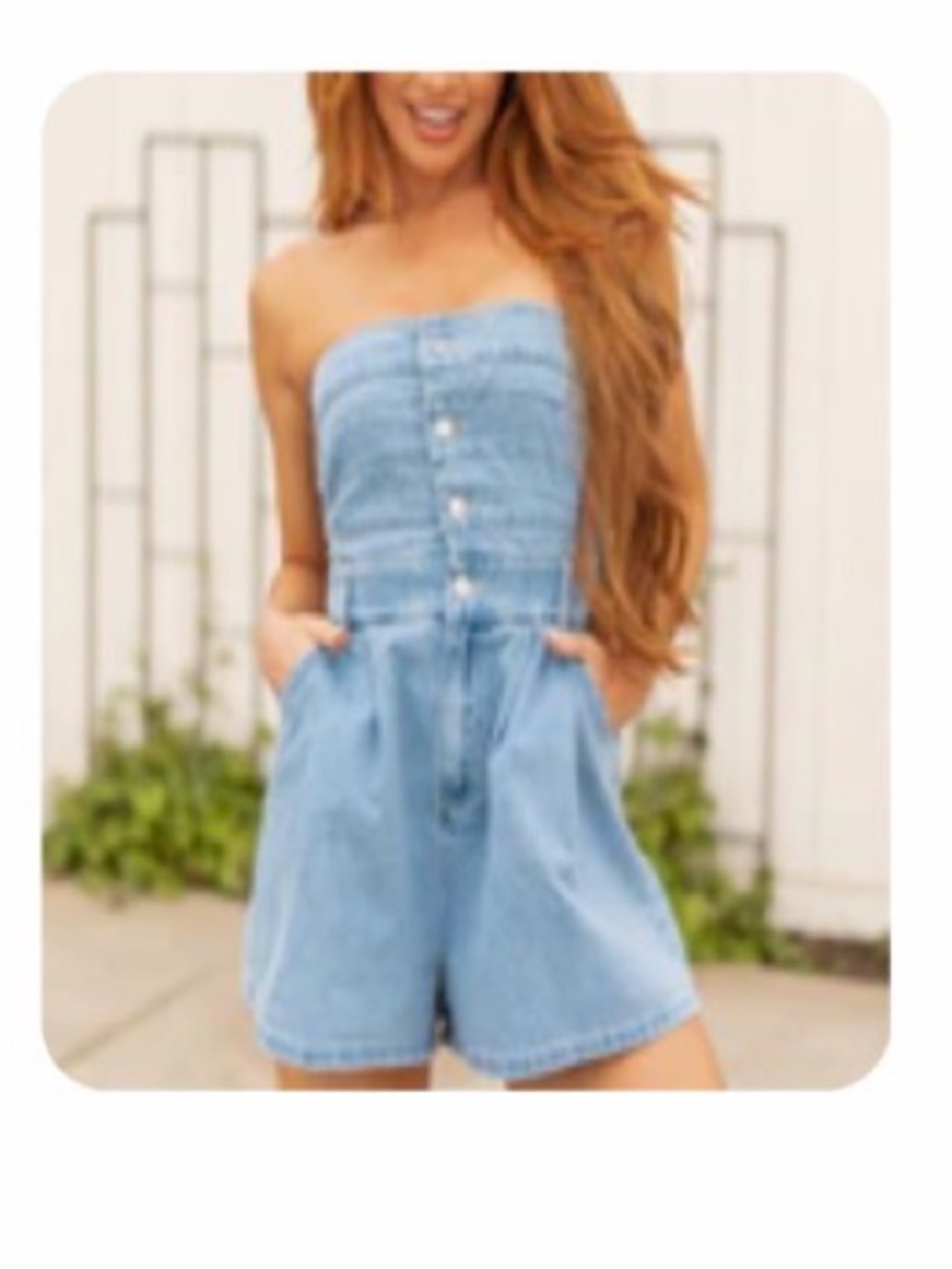 Strapless Light Blue Denim Romper